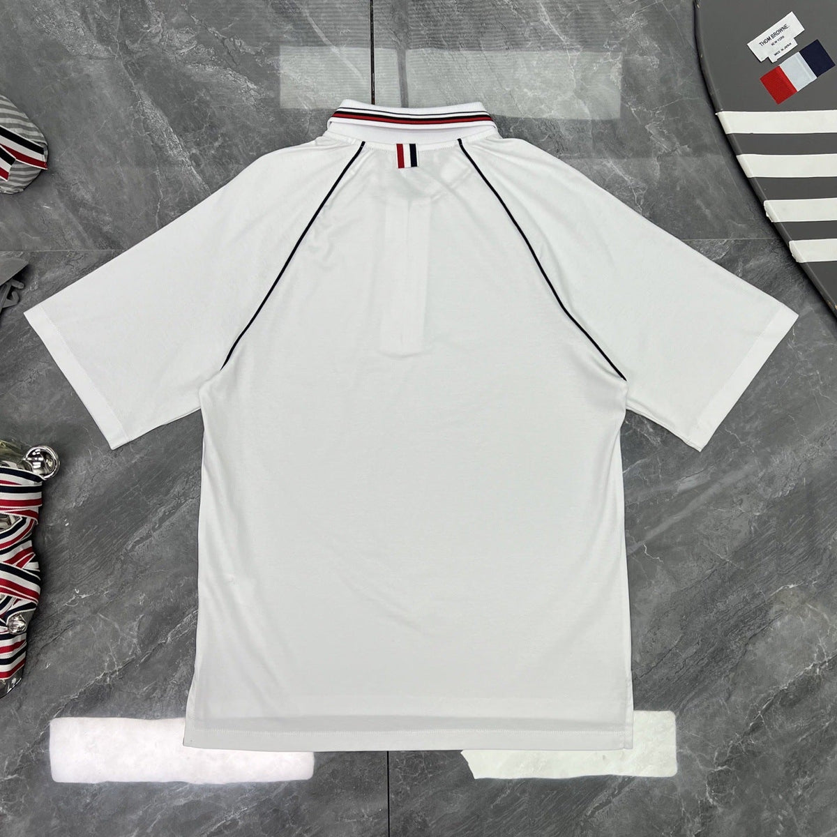 Striped Raglan Sleeve Zip Polo Shirt | Quick-Dry Short Sleeve