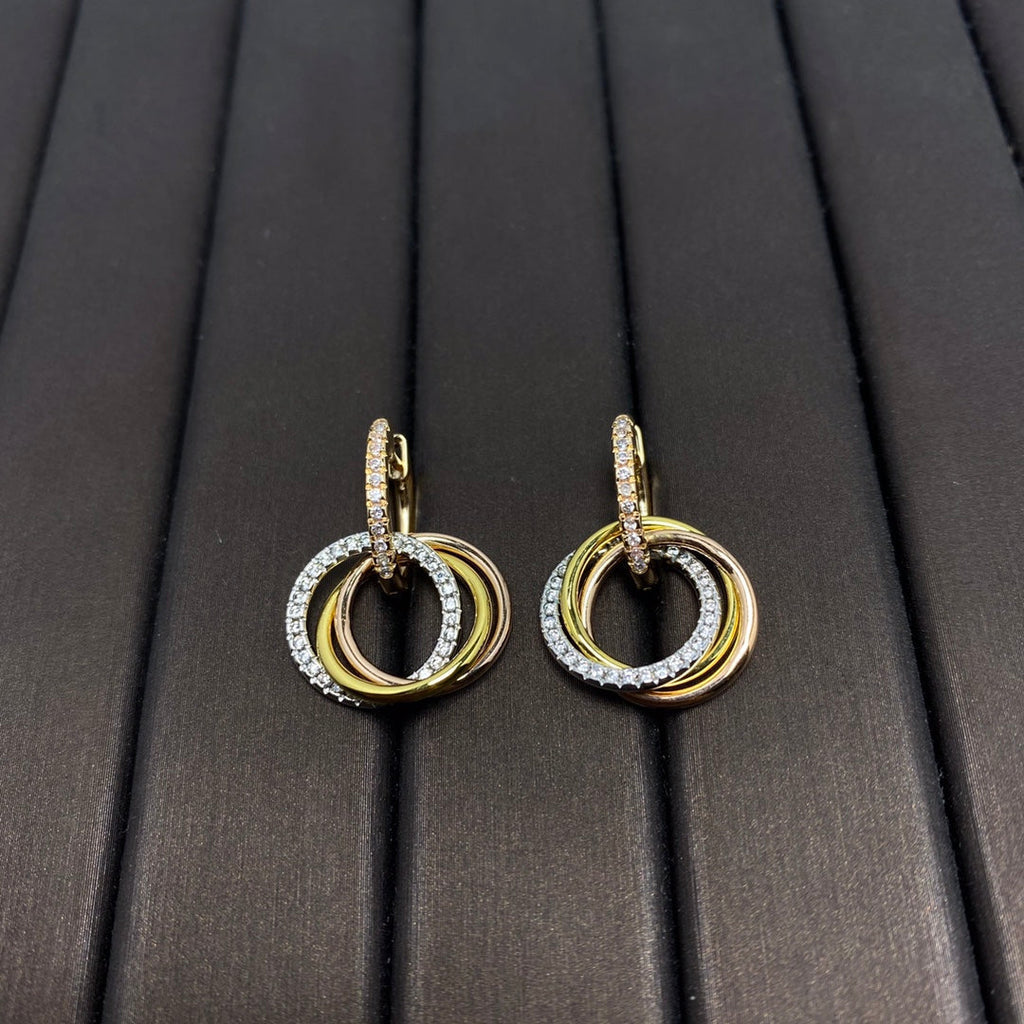 CARTIER TRINITY EARRINGS GOLD DIAMOND