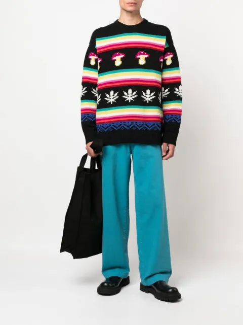 MSGM patterned jacquard crew-neck jumper