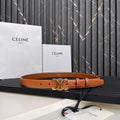 CELINE CL TRIOMPHE 25 MM BELT IN ORANGE CALFSKIN GOLD HARDWARE