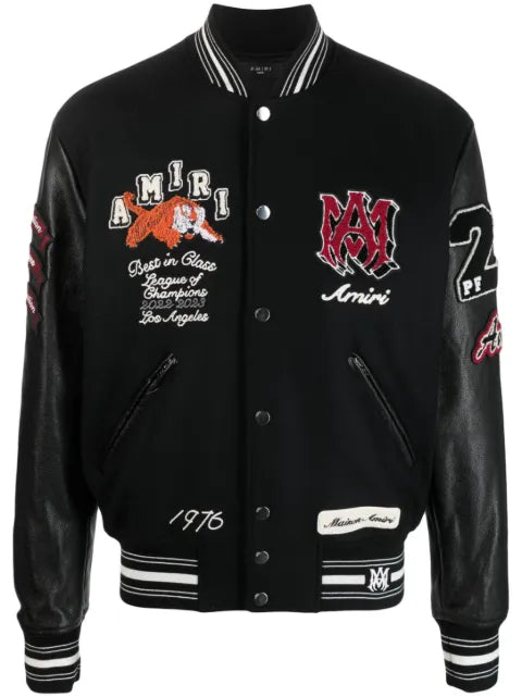 AMIRI logo-patch varsity jacket