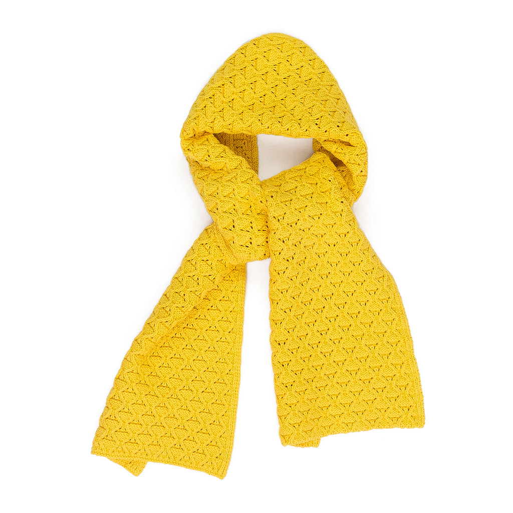 YELLOW EYELET KNIT SCARF