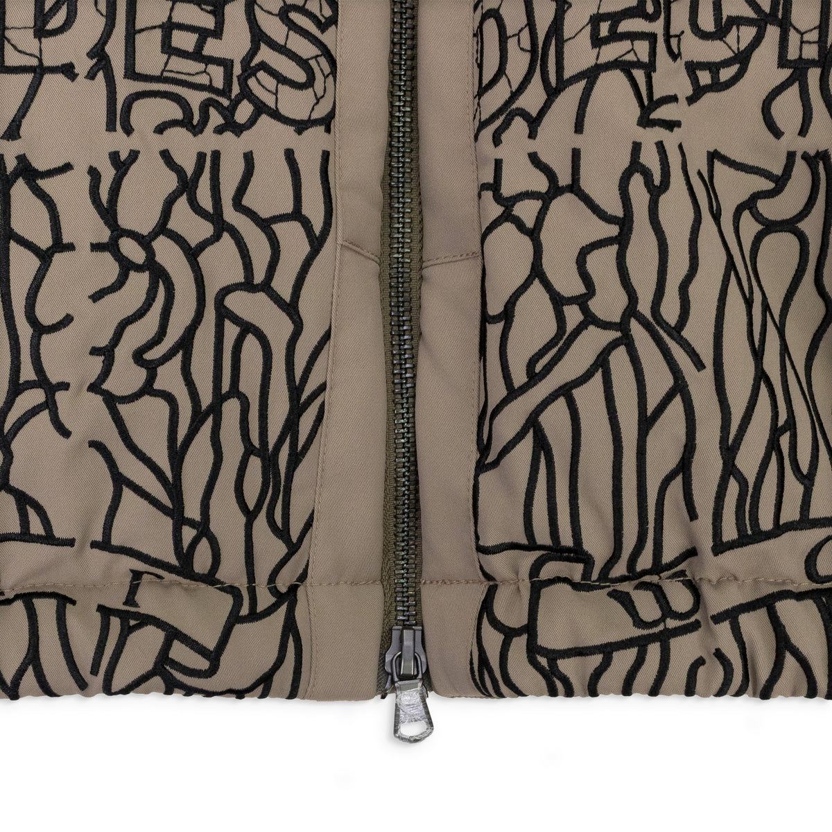 GRAY EMBROIDERED BOMBER