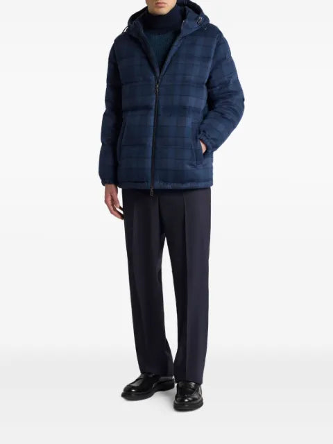 ETRO wool and cashmere down jacket with check motif