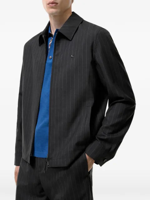 Burberry pinstriped wool Bloomsbury harrington jacket