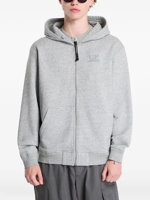 C.P. Company diagonal raised fleece zip hoodie