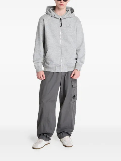 C.P. Company diagonal raised fleece zip hoodie