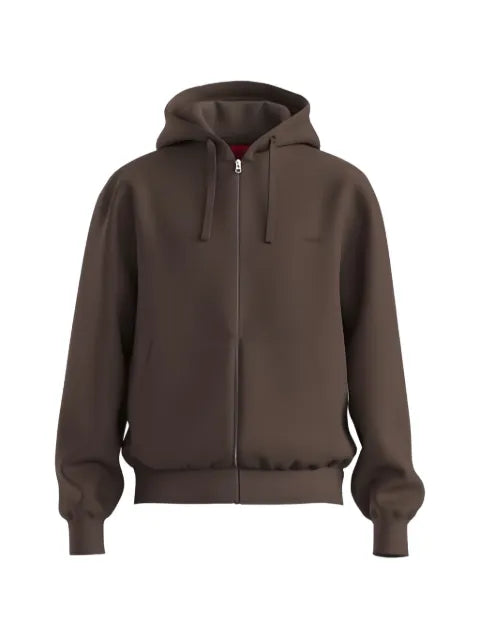HUGO cotton Terry zip-up hoodie eith logo print