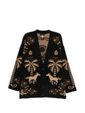 Alanui palm-intarsia knitted cardigan