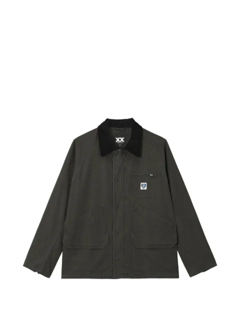 FINGERCROXX corduroy-collar patch-pocket jacket