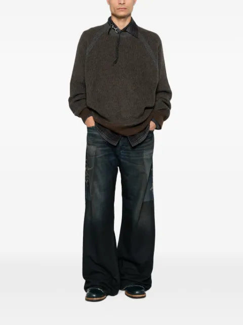 Ziggy Chen raglan-sleeve braided-cord sweater