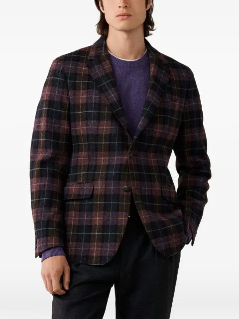 Hackett London check-pattern single-breasted blazer