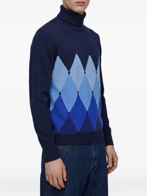 Ballantyne diamond-pattern roll-neck sweater