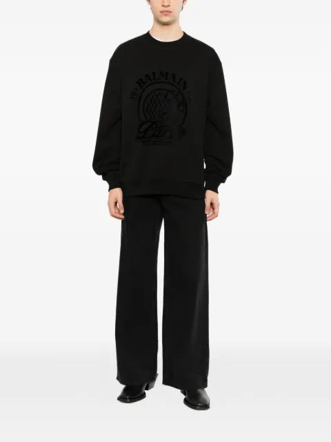 Balmain 1945quilted flock logo sweatshirt