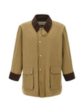 DUNST waxed corduroy-trim jacket