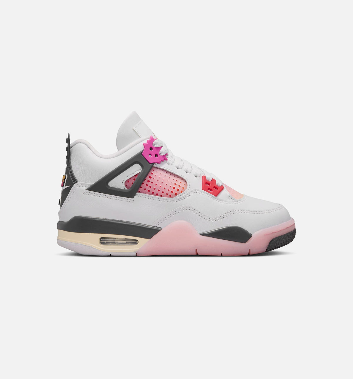 Air Jordan 4 Retro Comic Grade School Lifestyle Shoe – Off White/Fire Pink/Anthracite