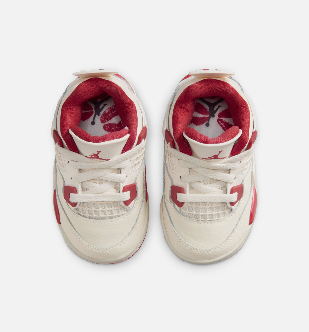 Air Jordan 4 Retro Valentine's Day Infant/Toddler Lifestyle Shoes - Pale Ivory/Sierra Red/Tough Red