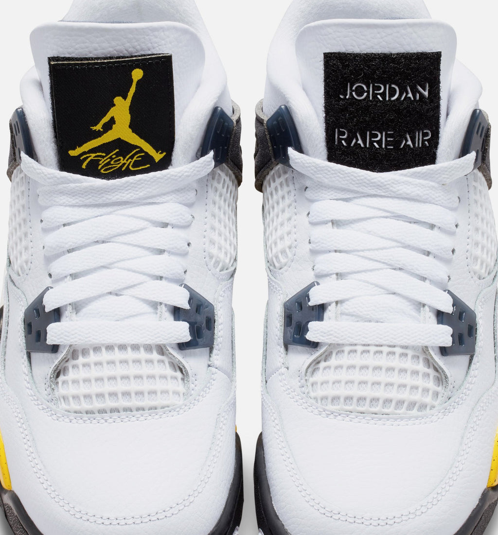 Air Jordan 4 Retro Rare Air Tour Yellow | Grade School Lifestyle Shoe | White/Dark Stucco/Black/Tour Yellow