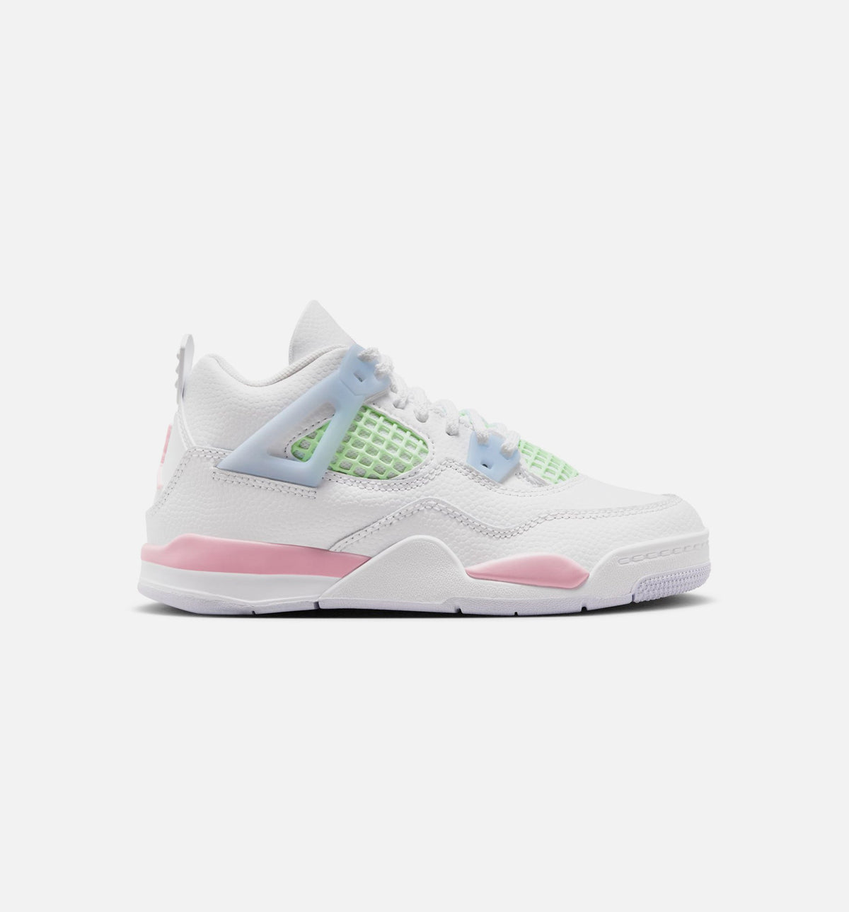 Air Jordan 4 Retro Medium Soft Pink Preschool Lifestyle Shoes - White/Medium Soft Pink/Half Blue