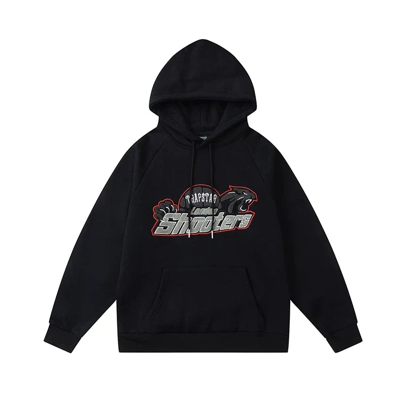 Trapstar London Shooters Red Outline Black Fleece Hoodie