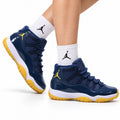 Air Jordan 11 Retro Midnight Navy and Yellow Unisex Sneakers Style 06