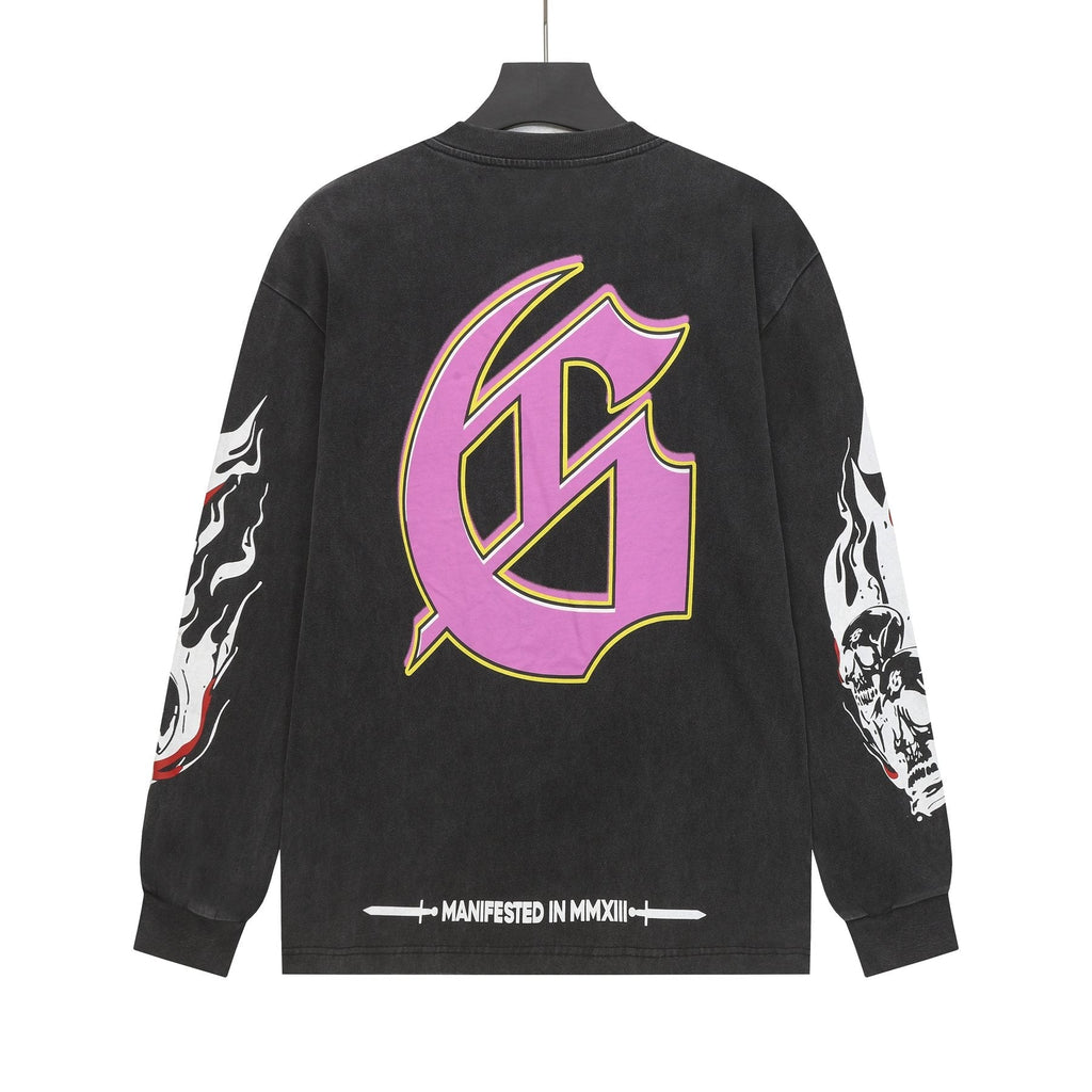 Godspeed Skeleton Graphic Washed Black Long-Sleeve T-Shirt
