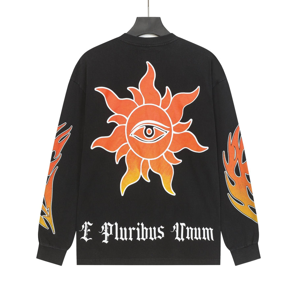 Godspeed Washed Black Flame Graphic Long-Sleeve T-Shirt