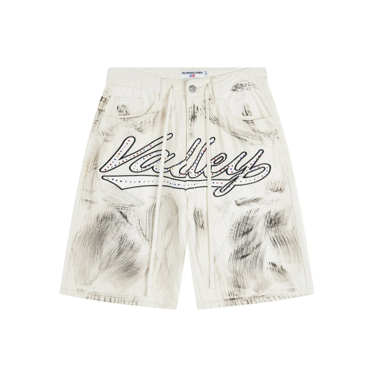 VALLEY Skittles Rhinestone Denim Shorts