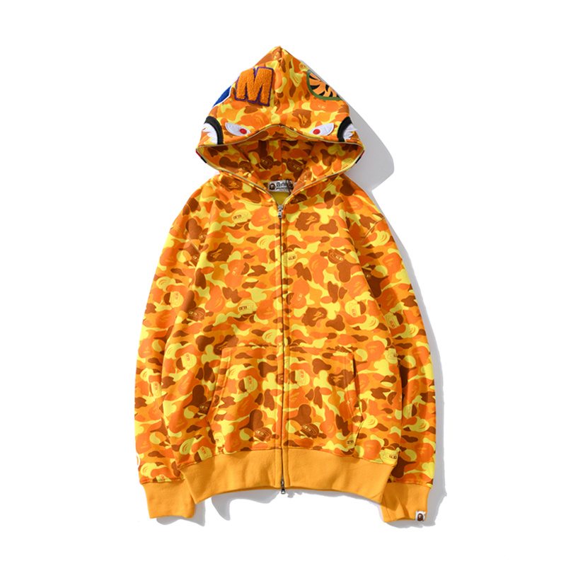 BAPE Orange Camo Shark Full-Zip Hoodie