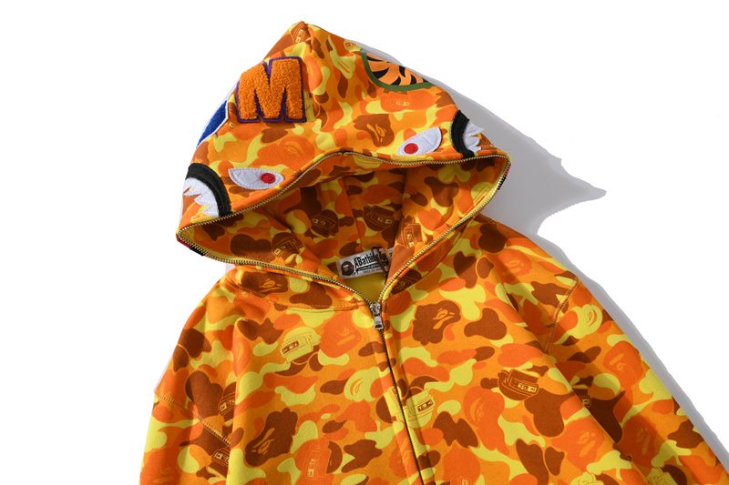 BAPE Orange Camo Shark Full-Zip Hoodie