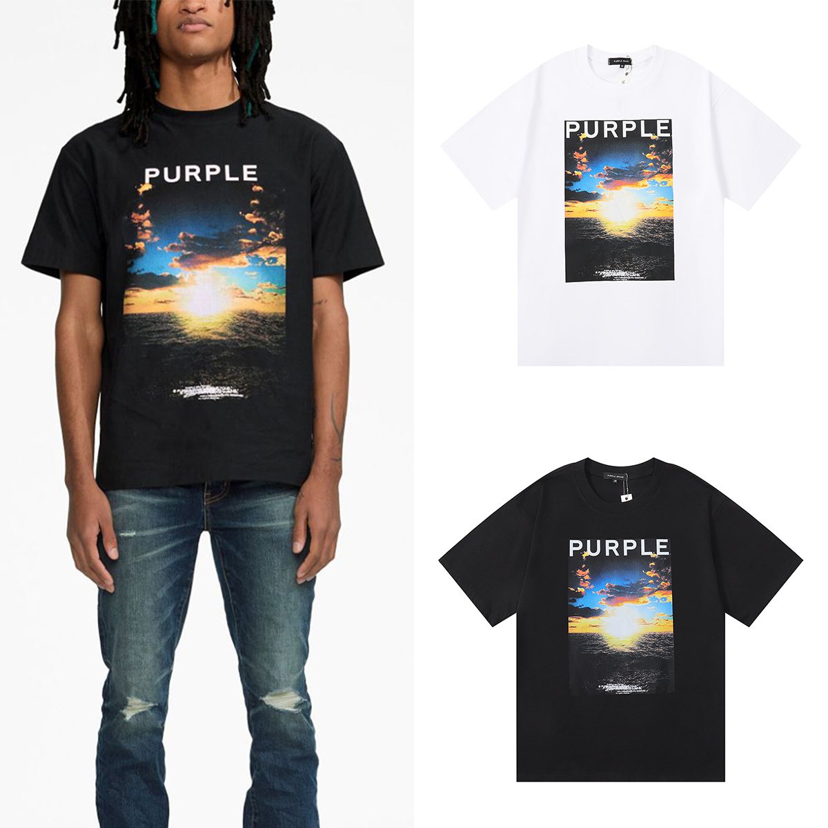 Purple Brand Ocean Sunrise Graphic Short-Sleeve T-Shirt