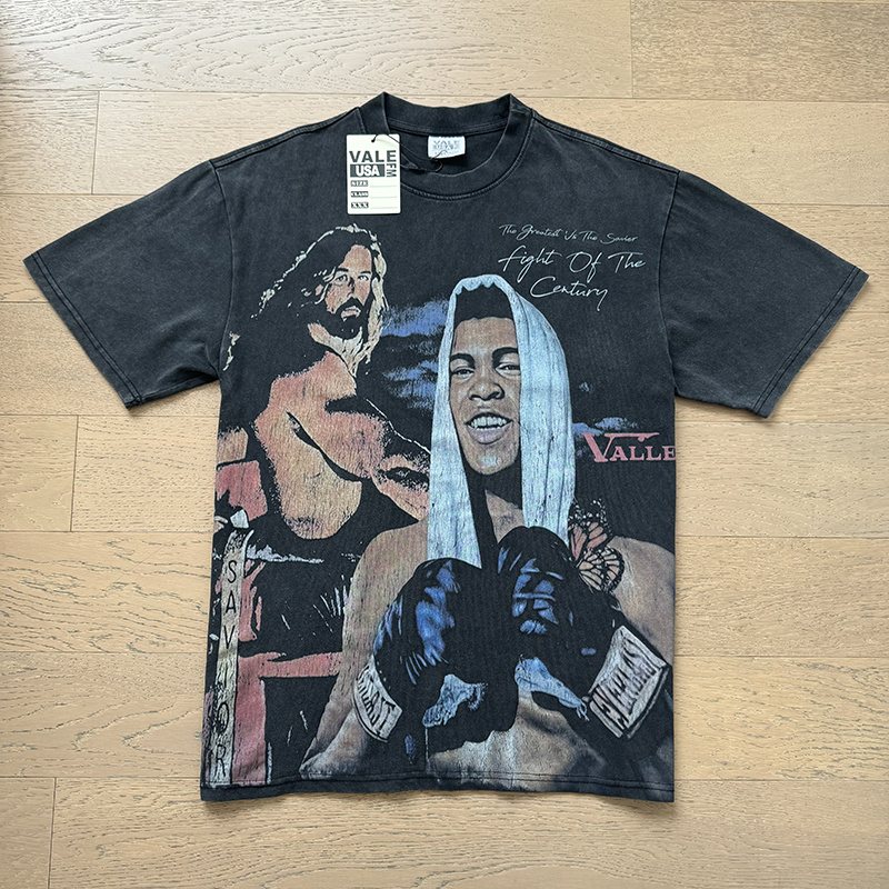 VALE USA Boxing Graphic Washed Black T-Shirt