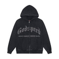 Godspeed Washed Gothic Graphic Full-Zip Hoodie