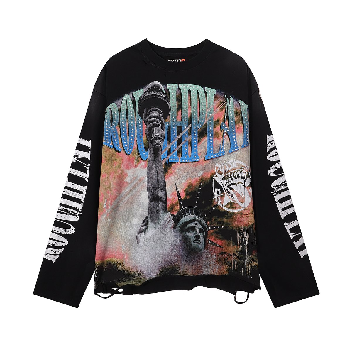 Rough Play Statue of Liberty Graphic Long-Sleeve T-Shirt