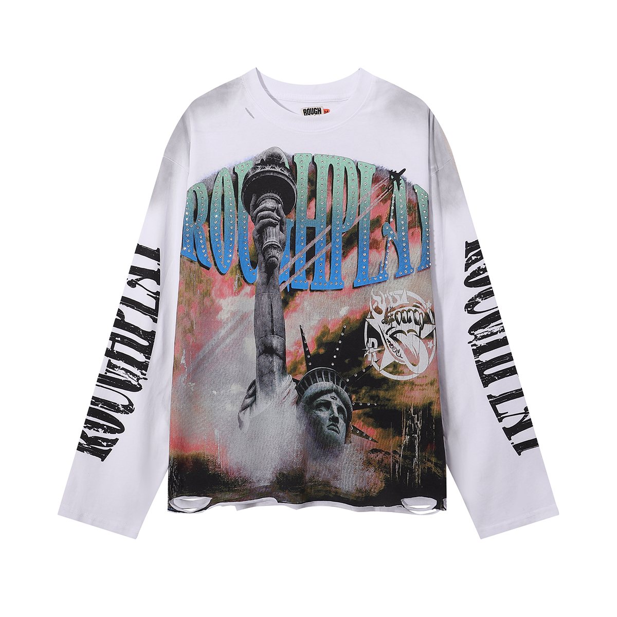Rough Play Statue of Liberty Graphic Long-Sleeve T-Shirt