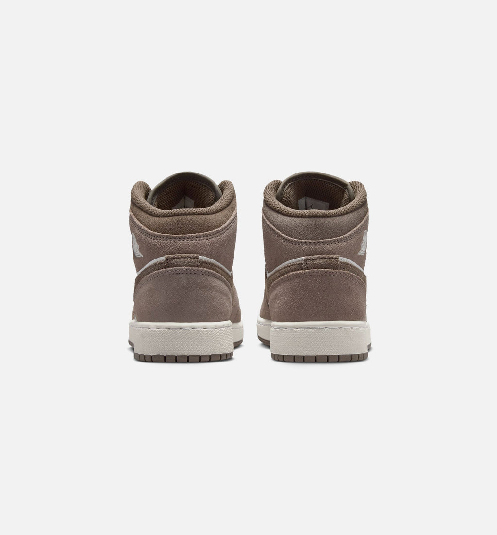 Air Jordan 1 Mid Youth Lifestyle Sneakers - Enigma Stone/Olive Grey/Summit White