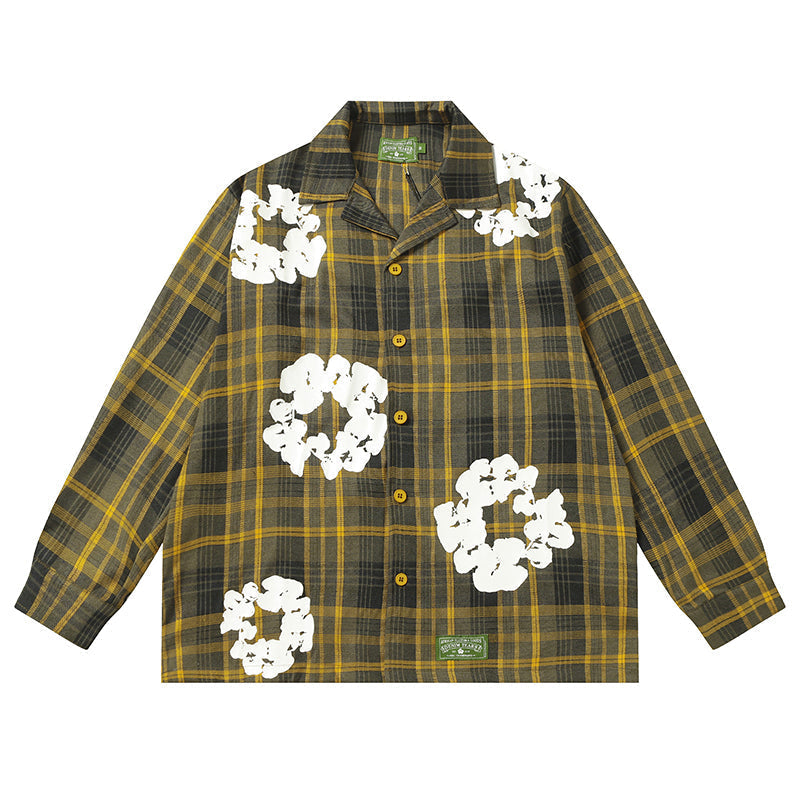 Denim Tears kapok Flower Pattern Long Sleeved Shirt