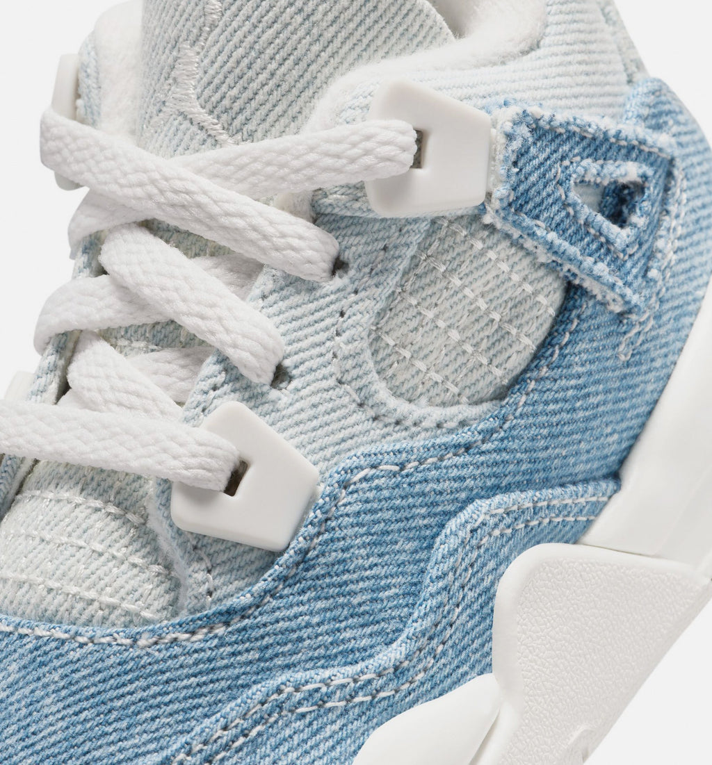 Air Jordan 4 Retro 'Worn Blue' - Infant/Toddler Lifestyle Sneaker (Sail/Worn Blue/Metallic Gold)