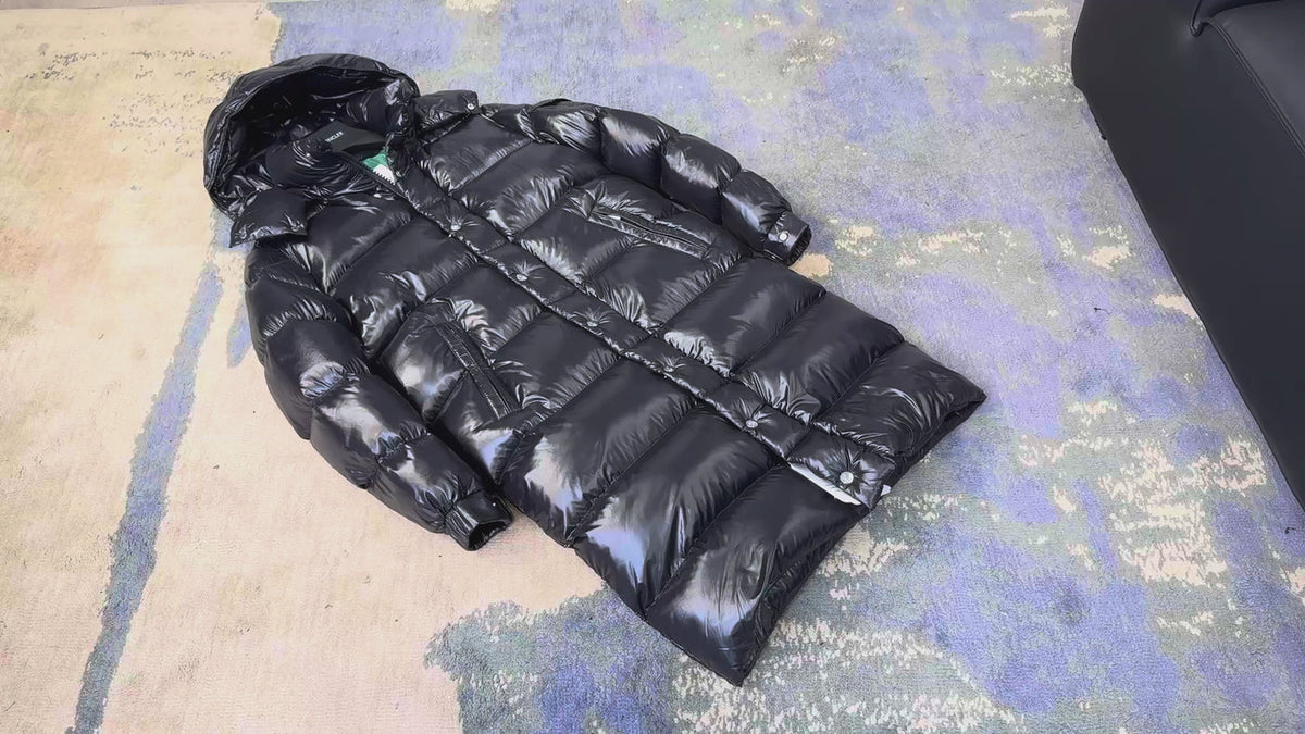Moncler Hanoverian Glossy Hooded Long Puffer Coat