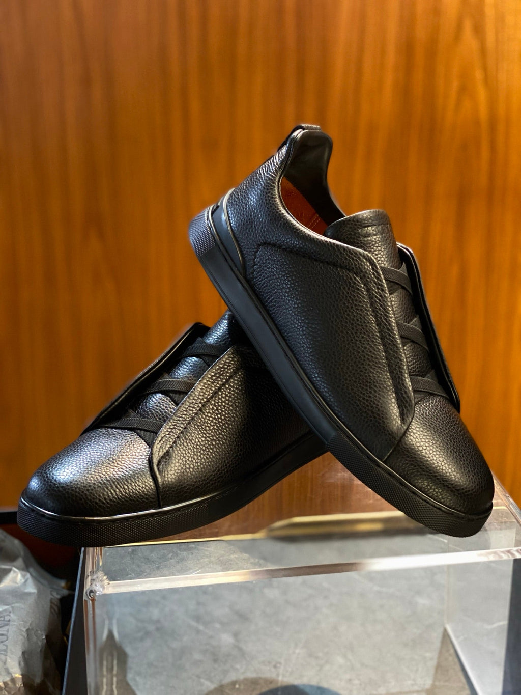 Zegna Triple Stitch Men's Leather Sneakers