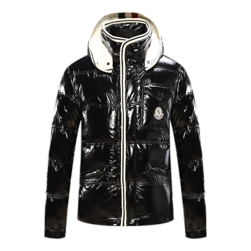 Moncler Contrast-Trim Glossy Hooded Puffer Jacket – Premium Down
