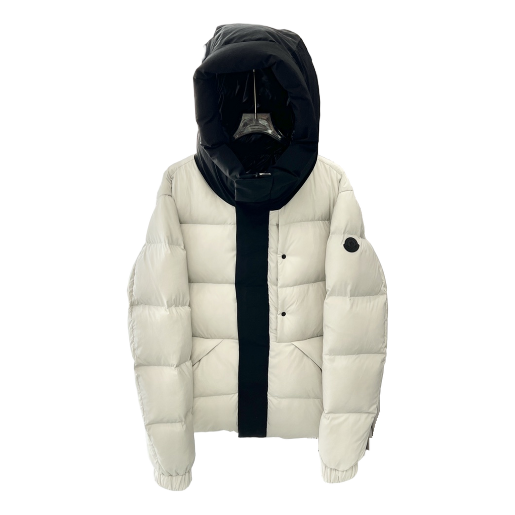 Moncler Contrast-Hood Color-Block Puffer Jacket
