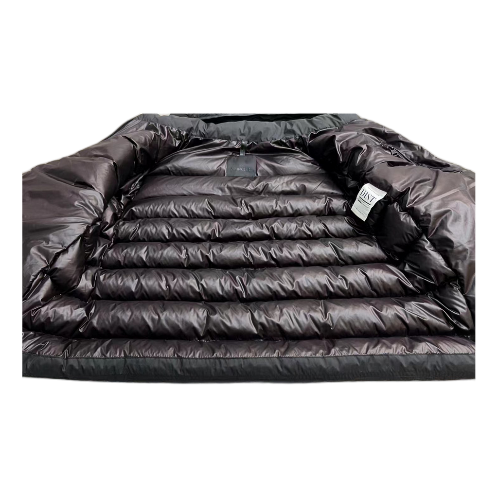 Moncler Vertical-Logo Snap-Front Puffer Jacket – Black