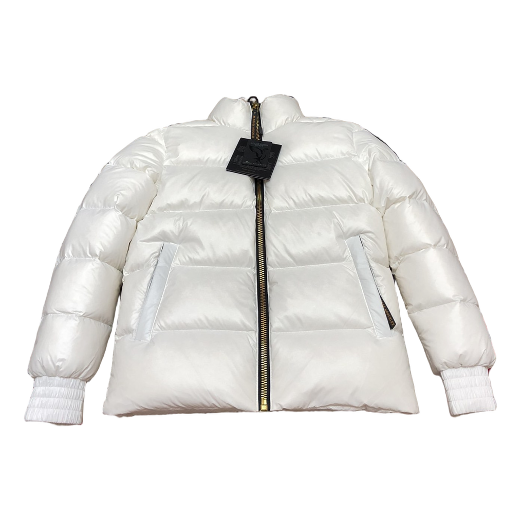 Moose Knuckles Logo-Zip Quilted Puffer Bomber – Off White