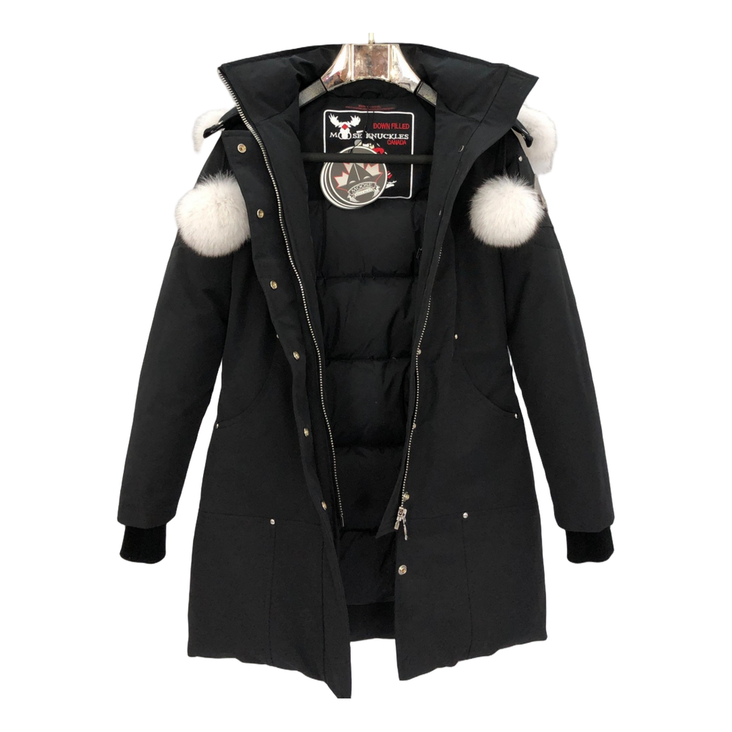 Moose Knuckles Stirling Parka – White Fur Trim Signature