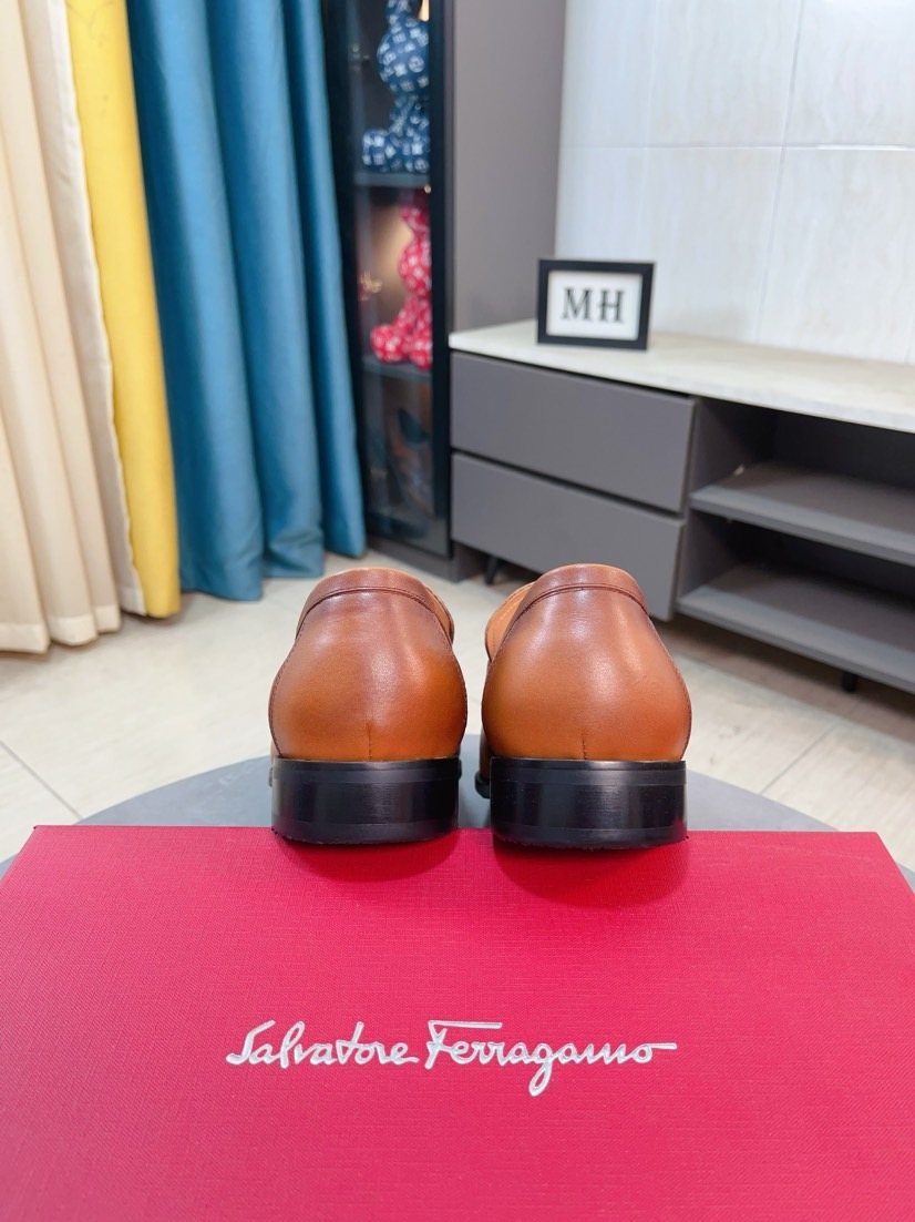 Ferragamo Tan Leather Bit Loafers