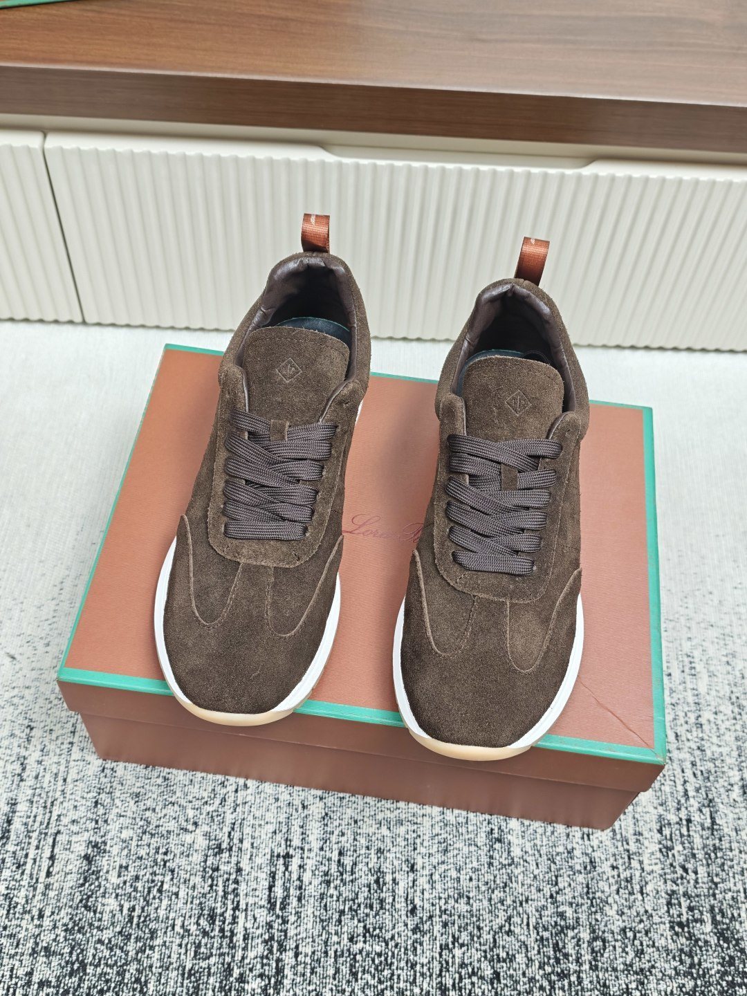 Dark Brown Low-Top Lace-Up Sneakers