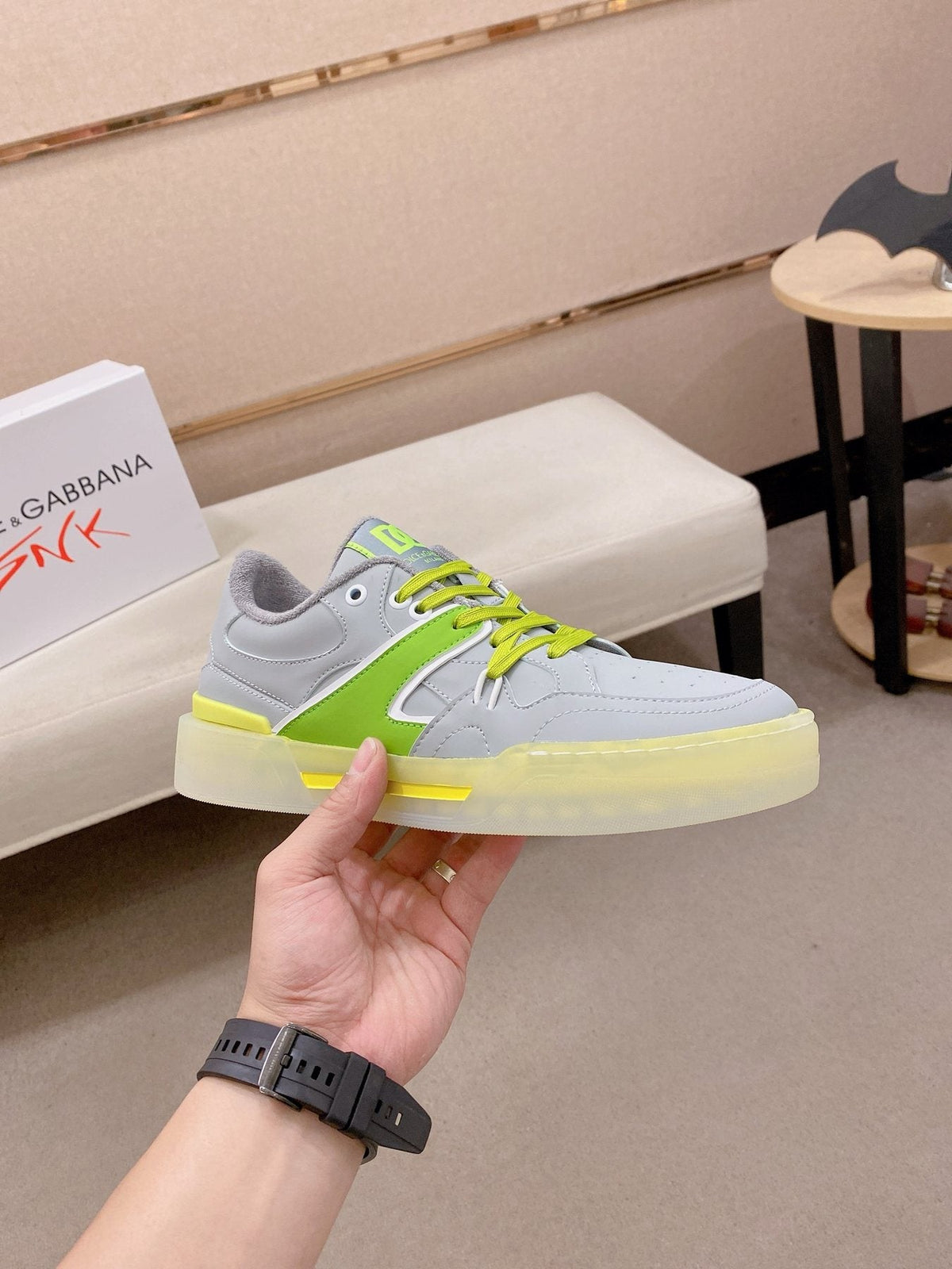 Dolce & Gabbana Neon Accent Low-Top Sneakers