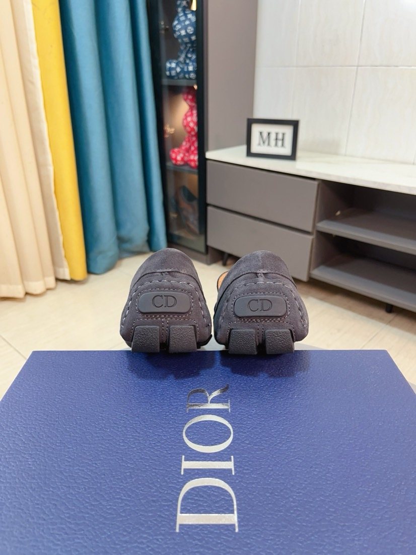 Dior Dark Gray Metal Accent Loafers