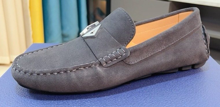 Dior Dark Gray Metal Accent Loafers